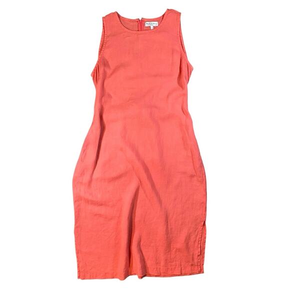 Michael Stars Tie Back Coral Linen Midi Dress - L - Picture 1 of 3